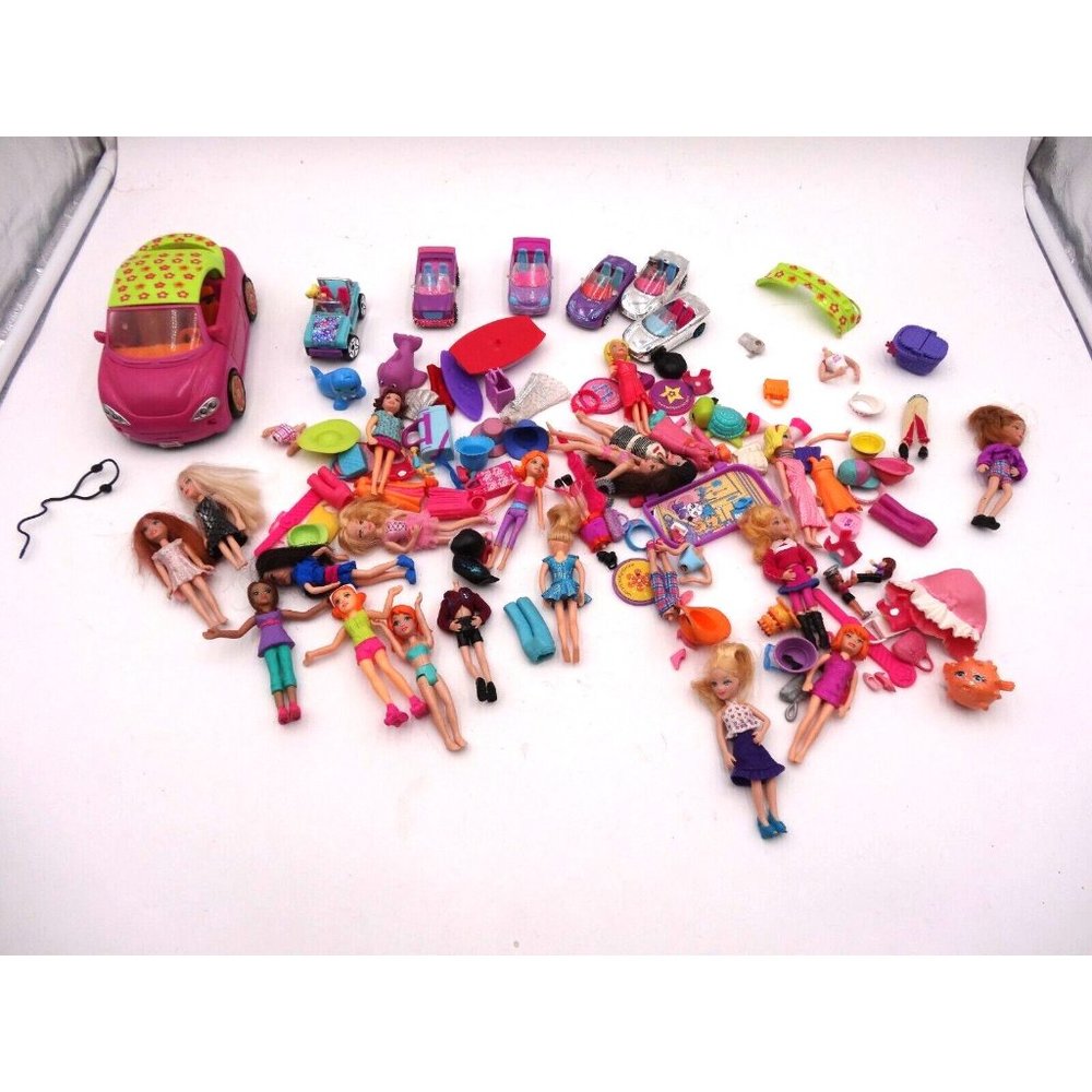 Polly‎ Pocket Dolls Clothing and Accessories 15 plus Dolls and 4 Mini Dolls Cars